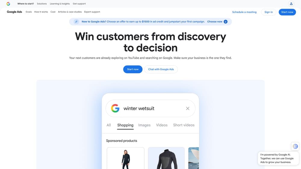 Screenshot of Google Local Services Ads website