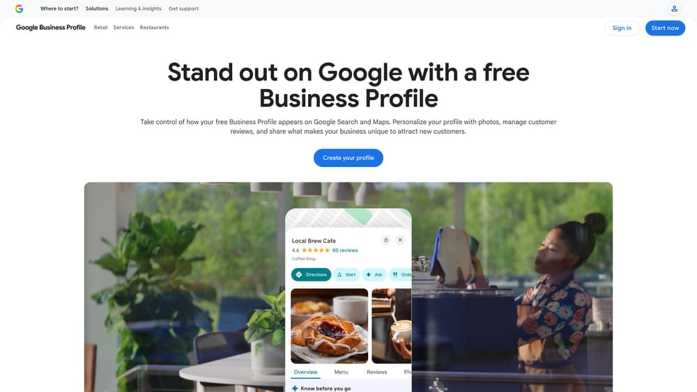 Screenshot of Google Business Profile (Local SEO) website
