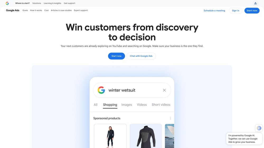 Screenshot of YouTube Advertising website