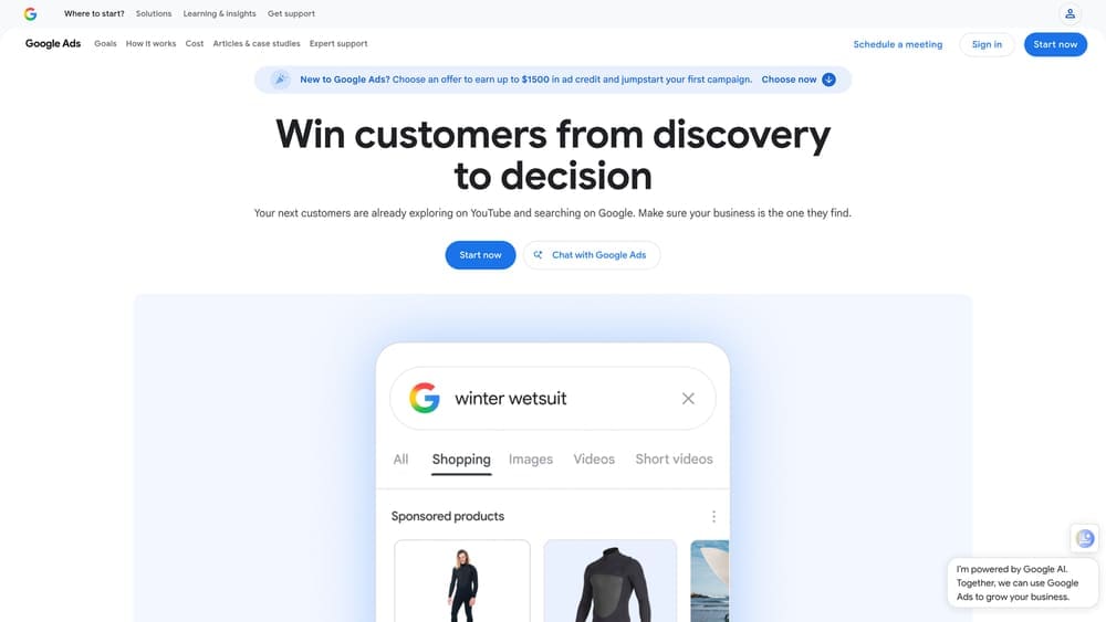 Screenshot of Google Ads website