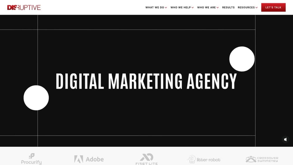 Screenshot of Disruptive Advertising website