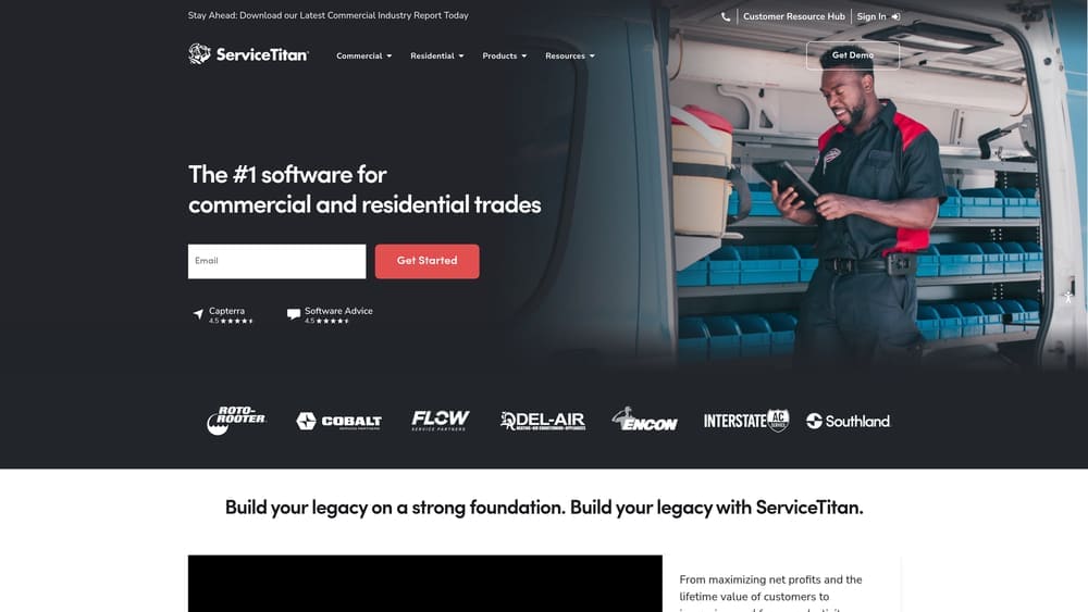Screenshot of ServiceTitan website