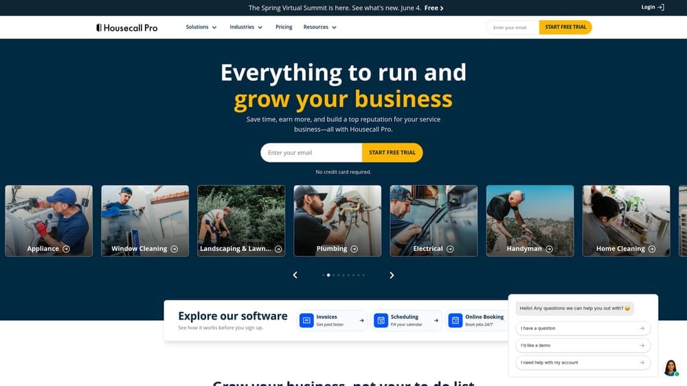Screenshot of Housecall Pro website