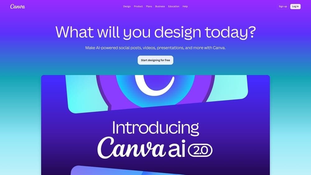 Screenshot of Canva website