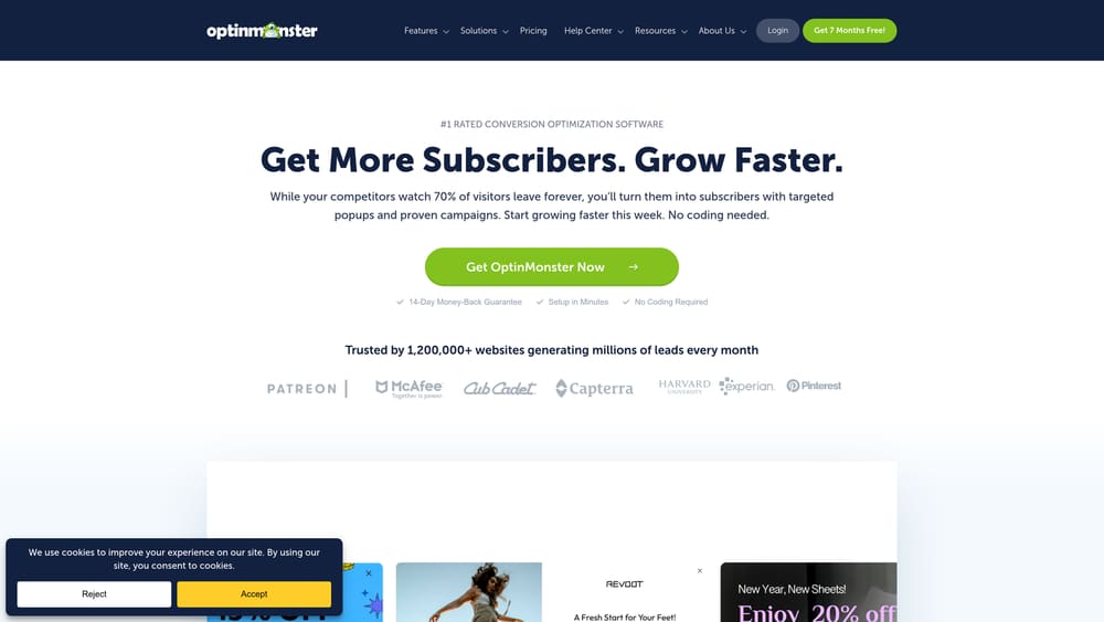 Screenshot of OptinMonster website