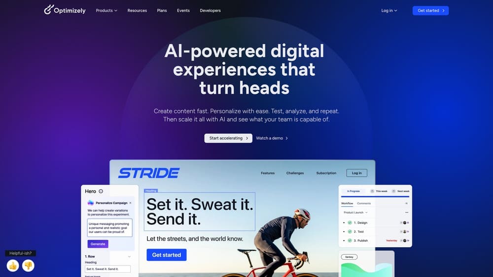 Screenshot of Optimizely website