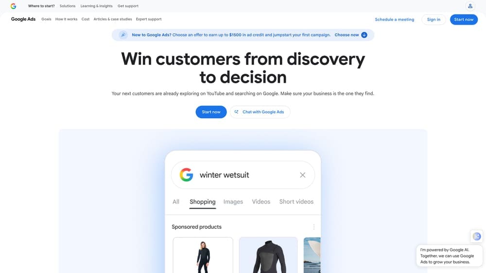 Screenshot of Google Ads website