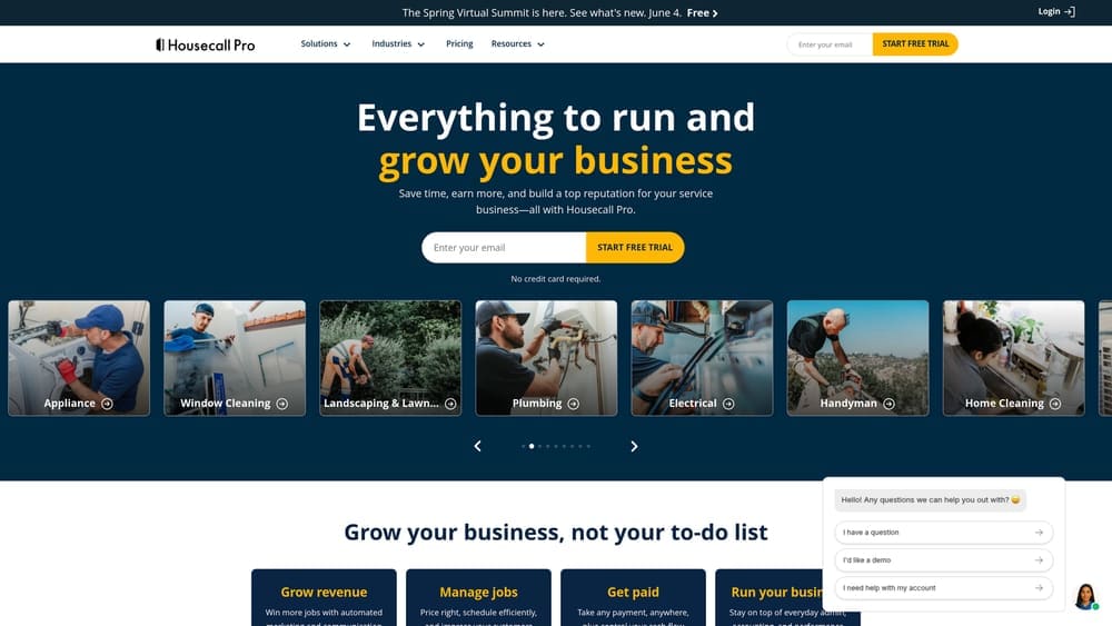 Screenshot of Housecall Pro website