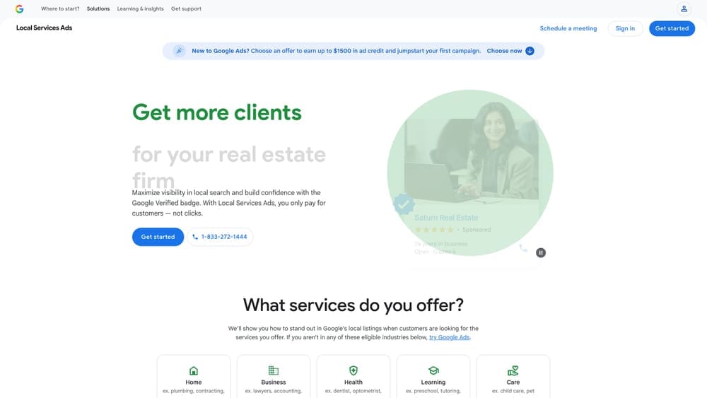 Screenshot of Google Local Services Ads website