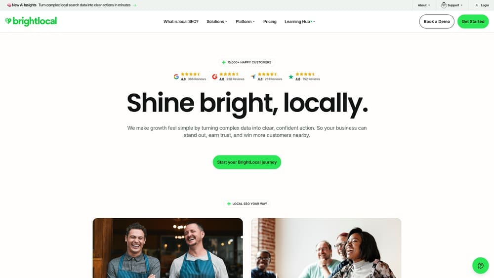 Screenshot of BrightLocal website