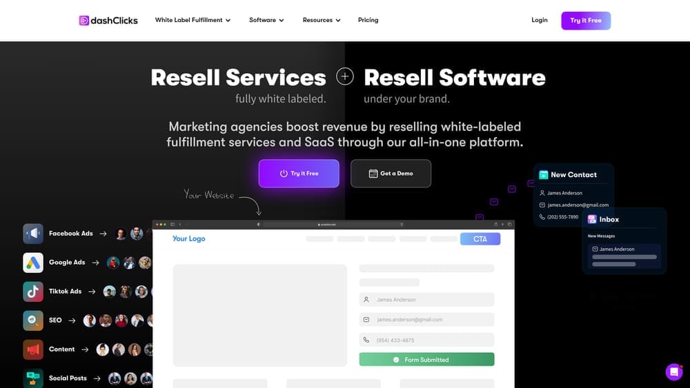 Screenshot of DashClicks website