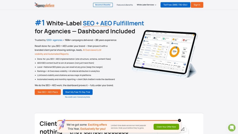 Screenshot of Agency Platform website