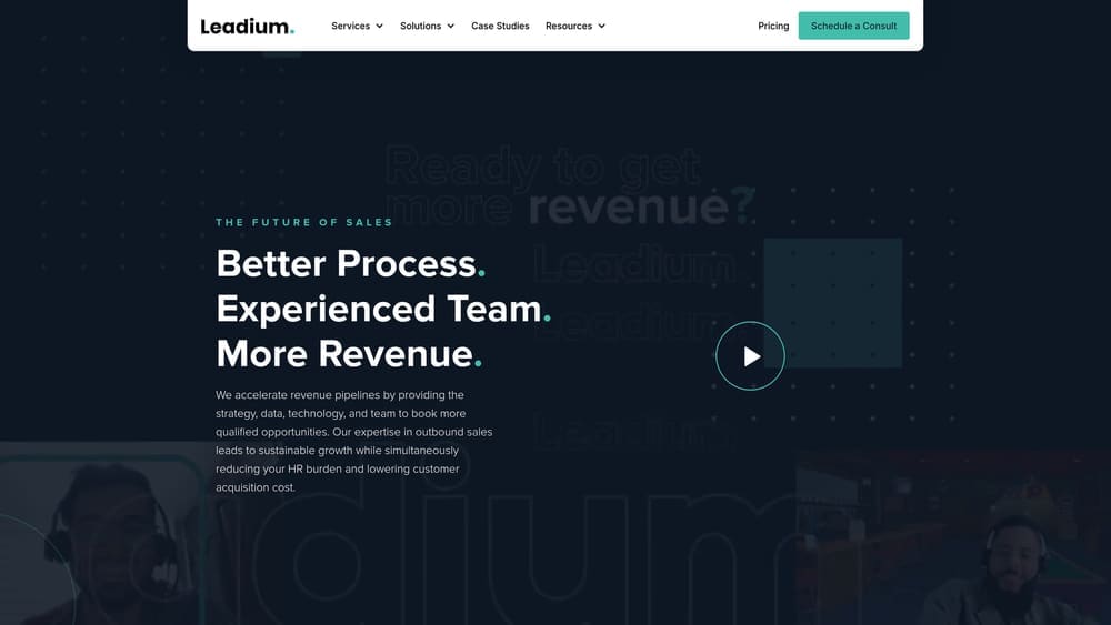Screenshot of Leadium website