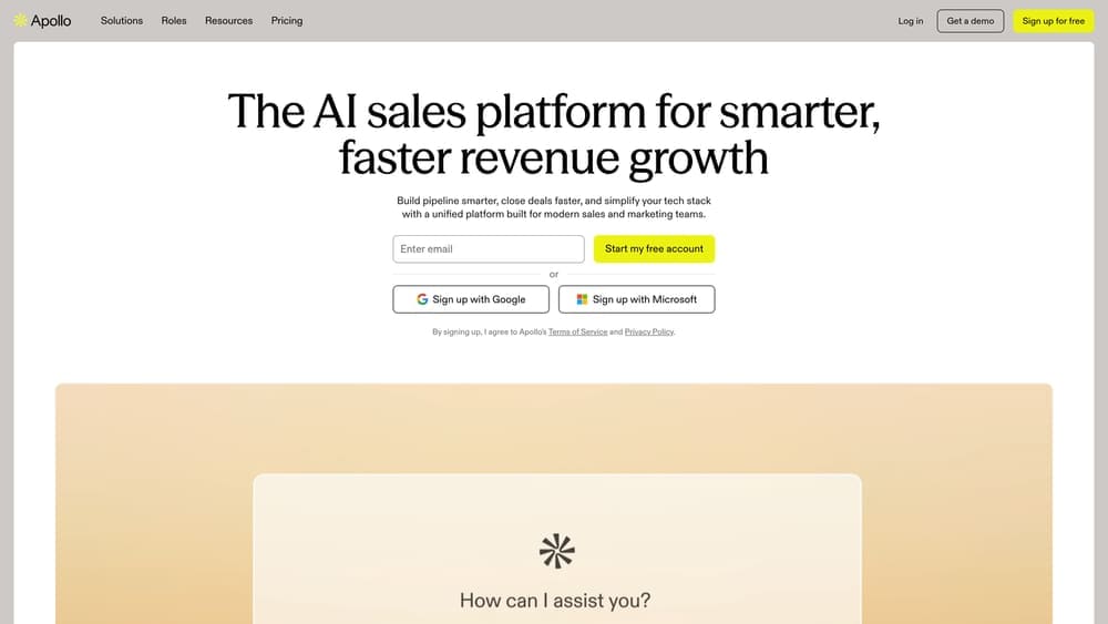 Screenshot of Apollo.io website