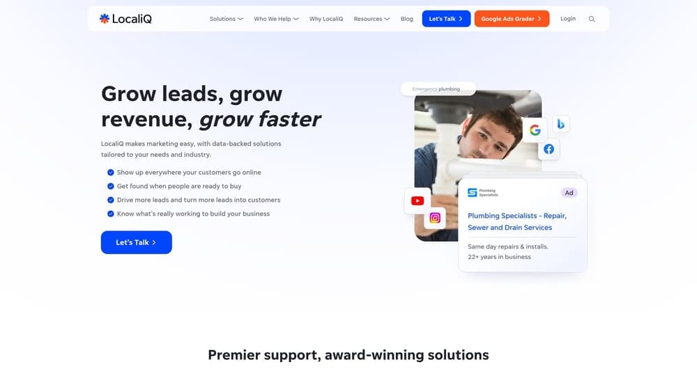 Screenshot of LocaliQ website