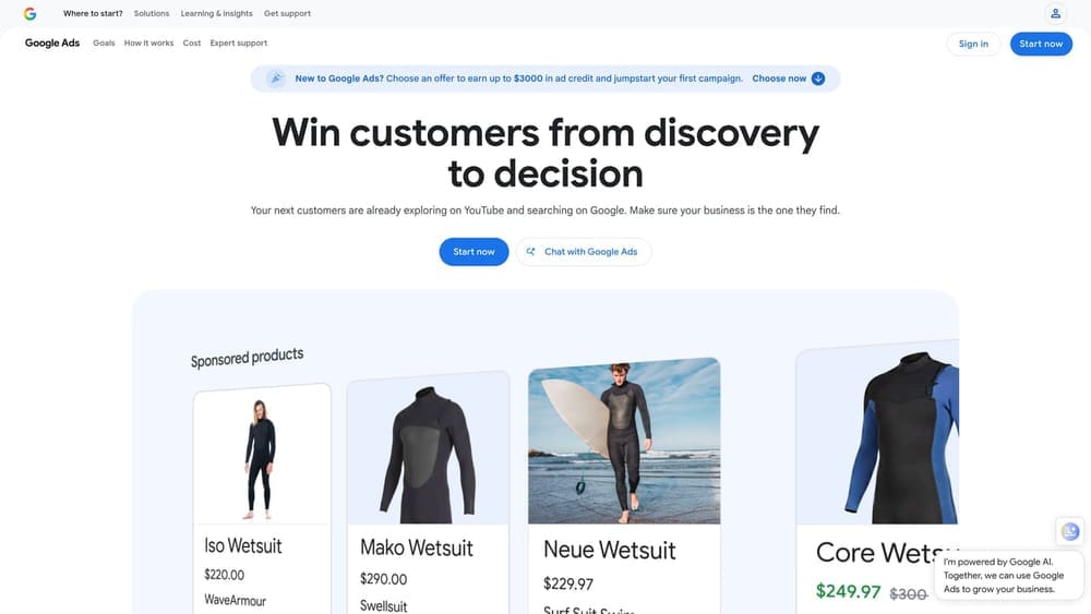 Screenshot of Google Ads (Search) website