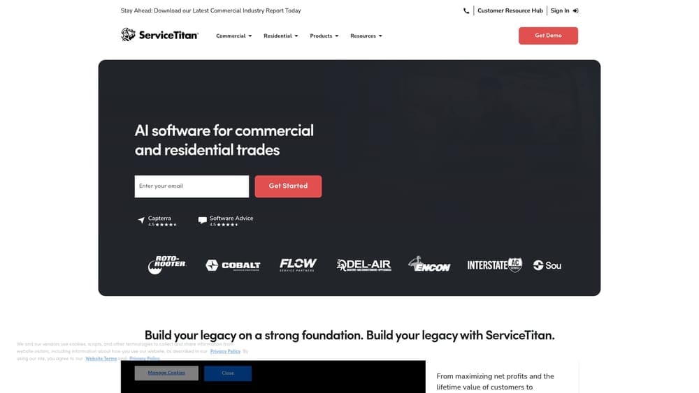 Screenshot of ServiceTitan website