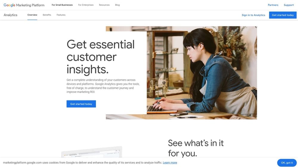 Screenshot of Google Analytics 4 website