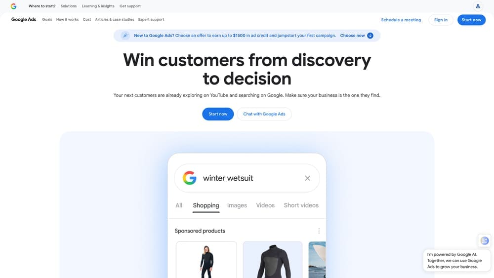 Screenshot of Google Ads website