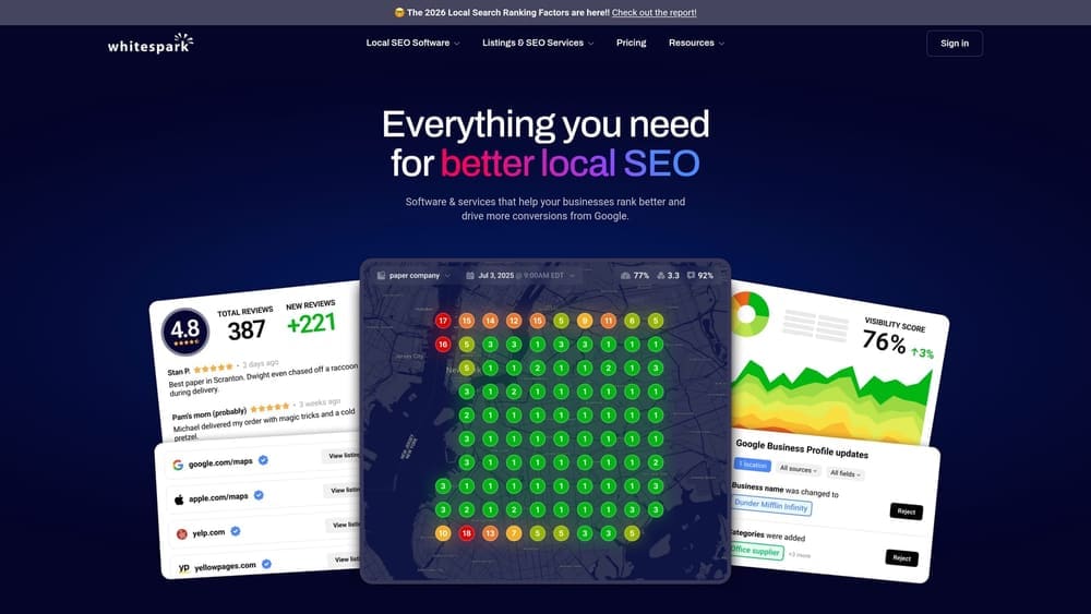 Screenshot of Whitespark website