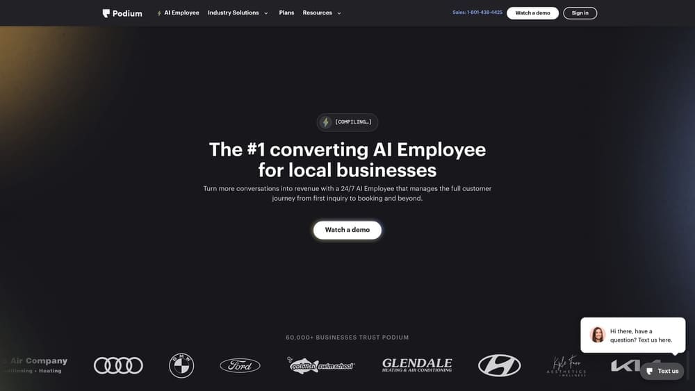 Screenshot of Podium website