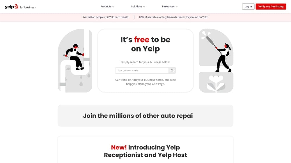 Screenshot of Yelp Ads website