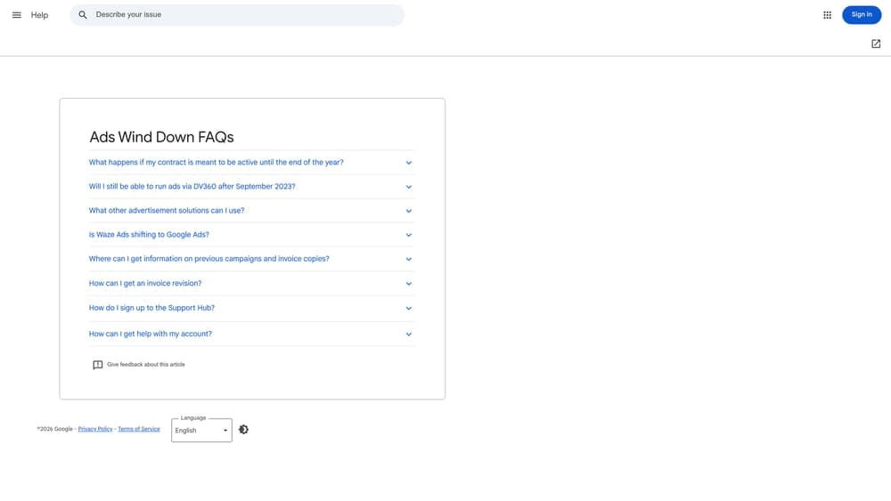 Screenshot of Waze Ads website