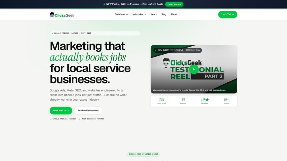 Screenshot of Clicks Geek website
