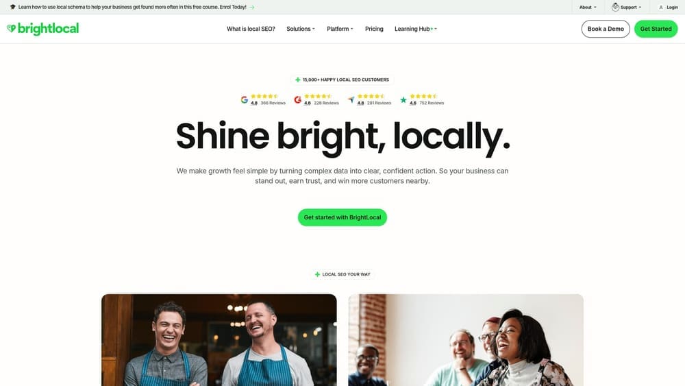 Screenshot of BrightLocal website