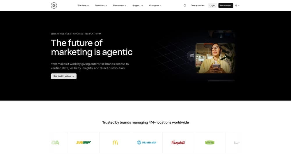 Screenshot of Yext website