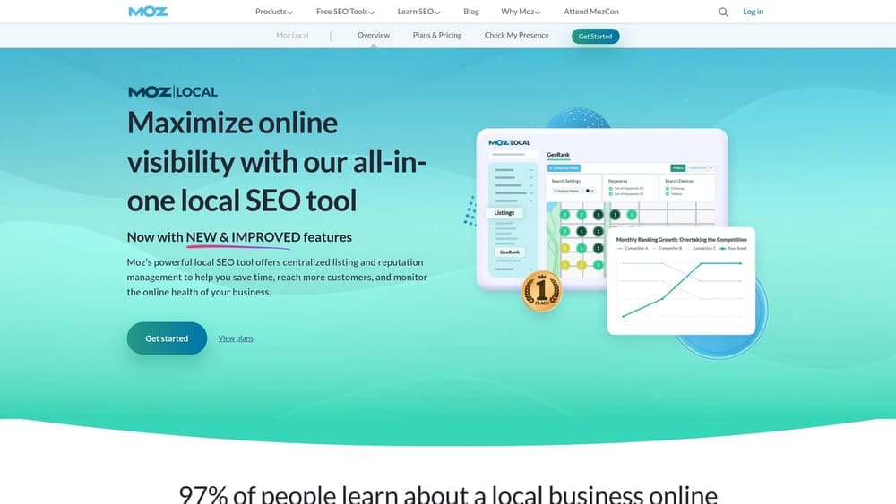 Screenshot of Moz Local website