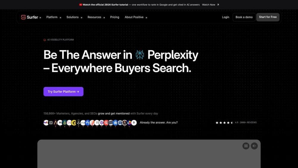Screenshot of Surfer SEO website