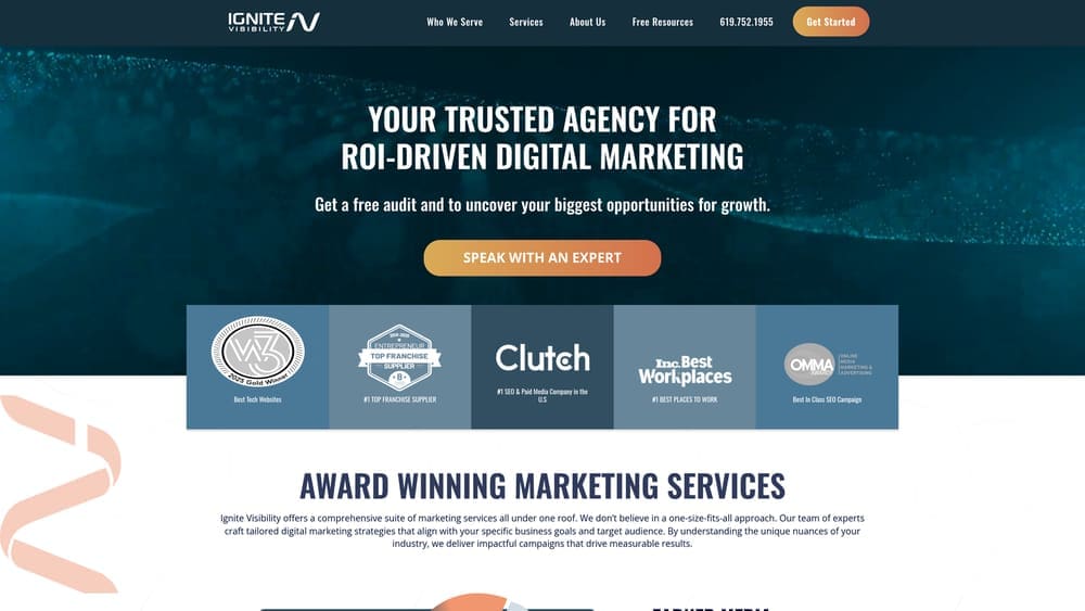 Screenshot of Ignite Visibility website
