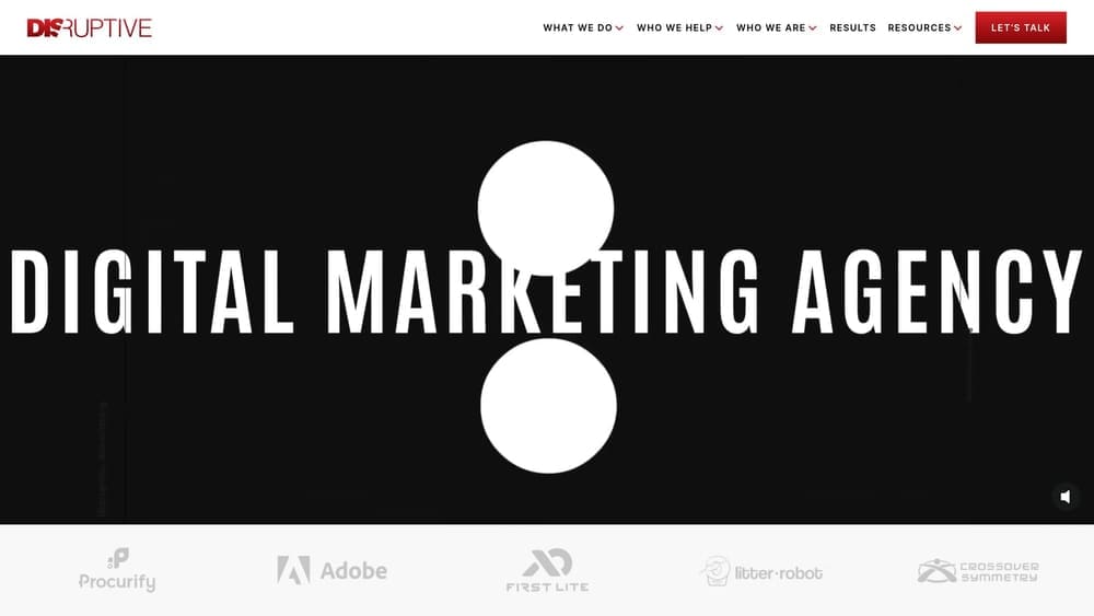 Screenshot of Disruptive Advertising website