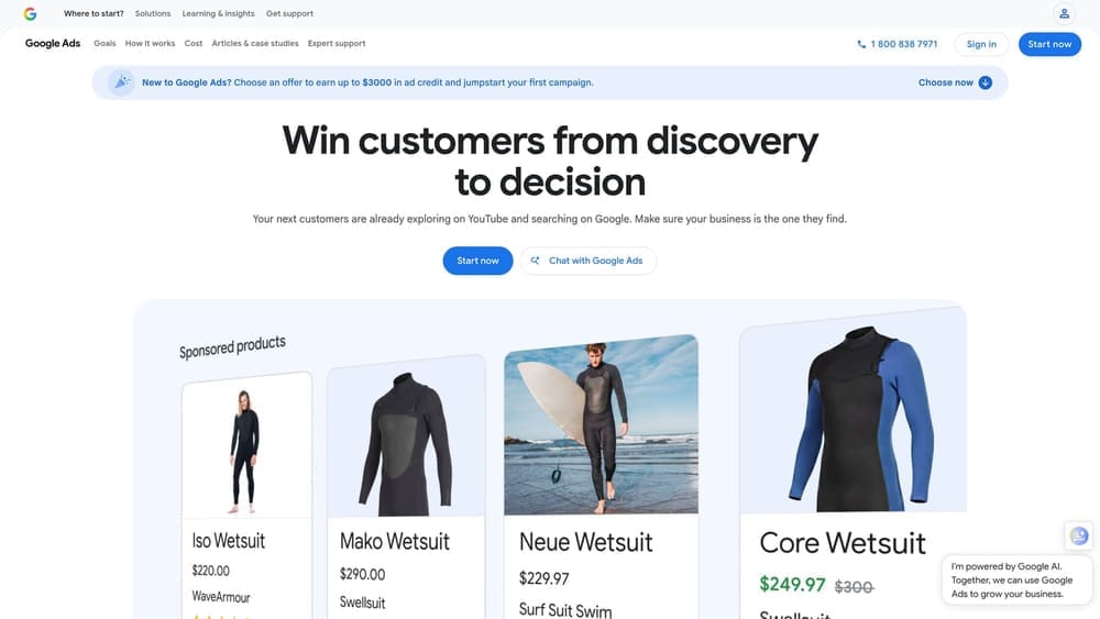 Screenshot of Google Ads website