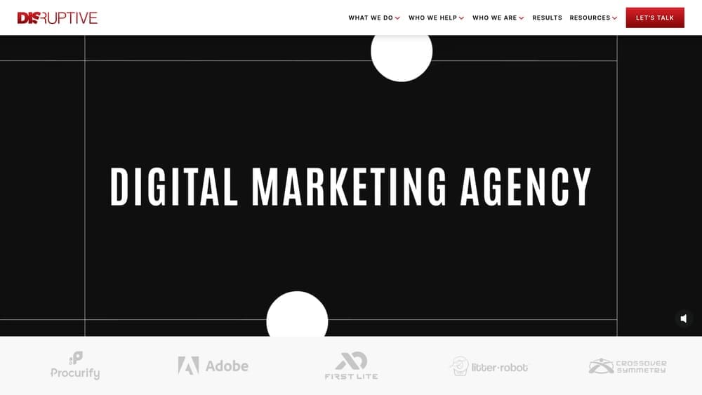 Screenshot of Disruptive Advertising website