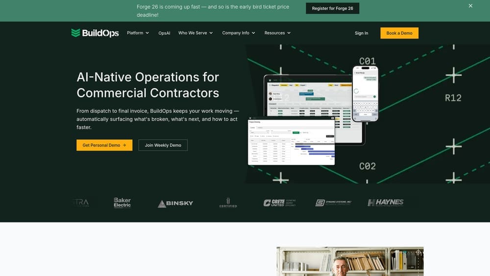 Screenshot of BuildOps website