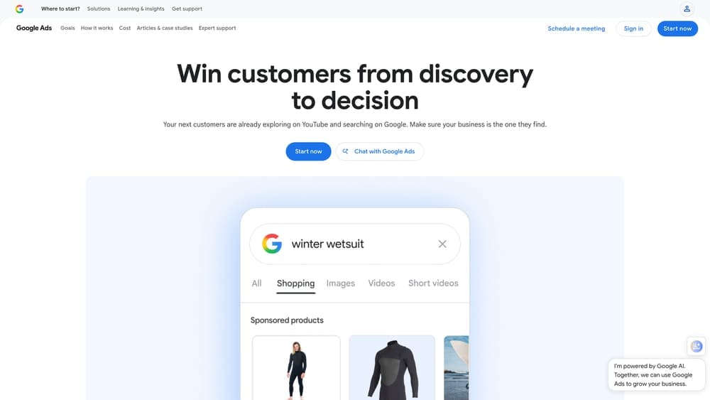 Screenshot of Google Ads website