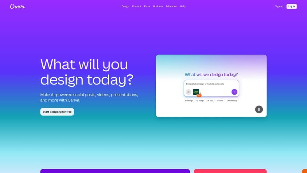 Screenshot of Canva website