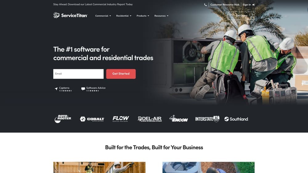 Screenshot of ServiceTitan website