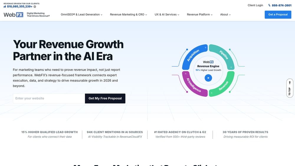 Screenshot of WebFX website