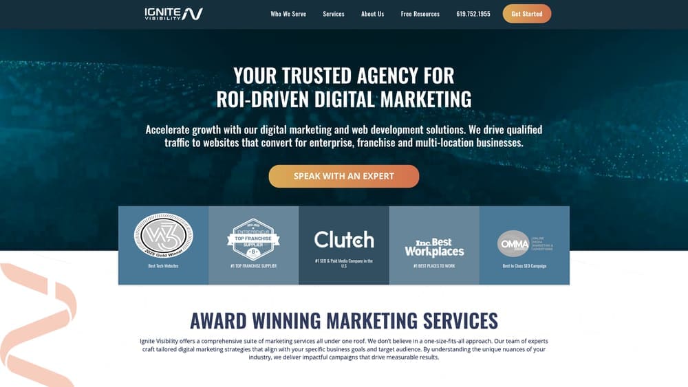 Screenshot of Ignite Visibility website
