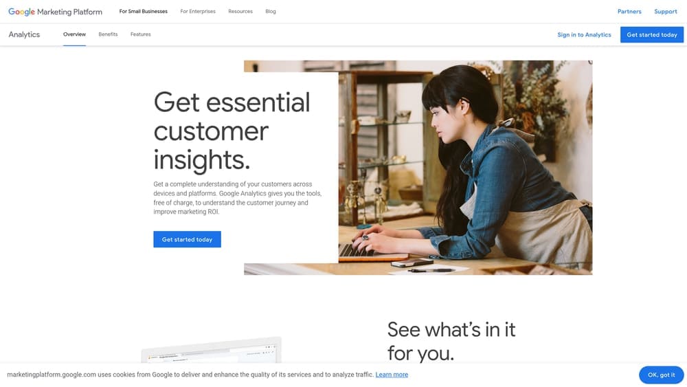 Screenshot of Google Analytics 4 (GA4) website