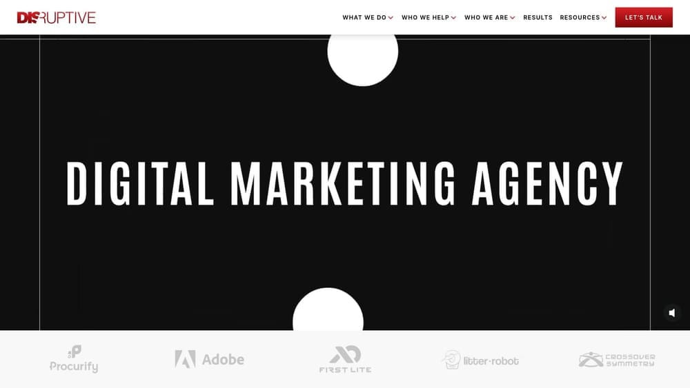 Screenshot of Disruptive Advertising website