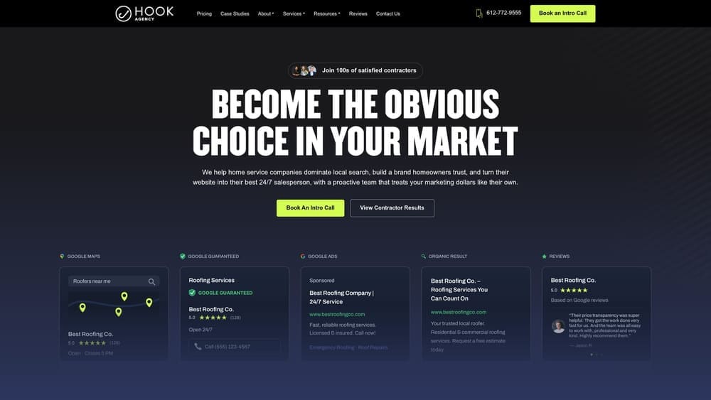Screenshot of Hook Agency website