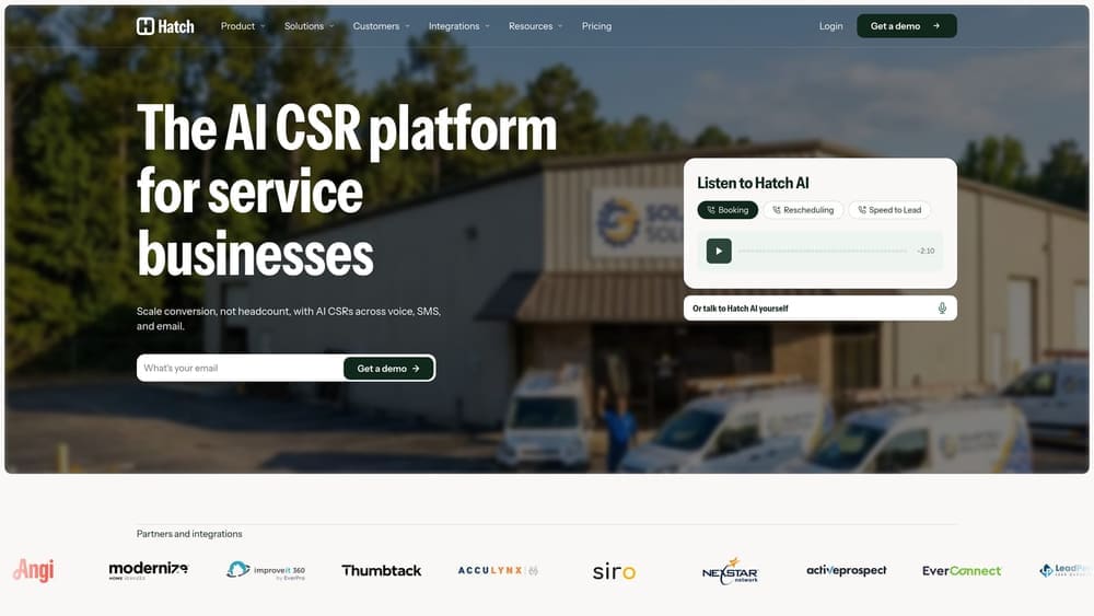 Screenshot of Hatch website