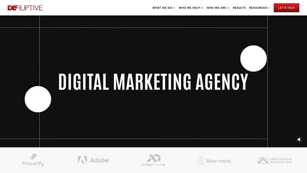 Screenshot of Disruptive Advertising website