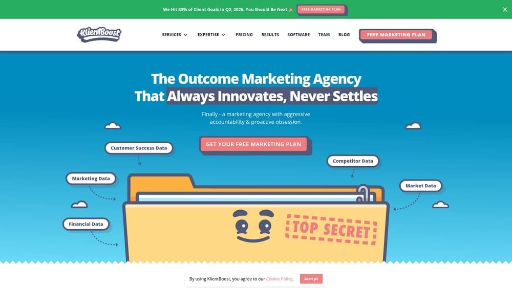 Screenshot of KlientBoost website
