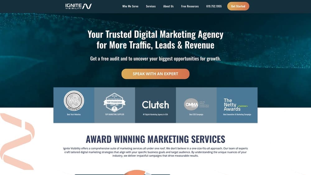 Screenshot of Ignite Visibility website