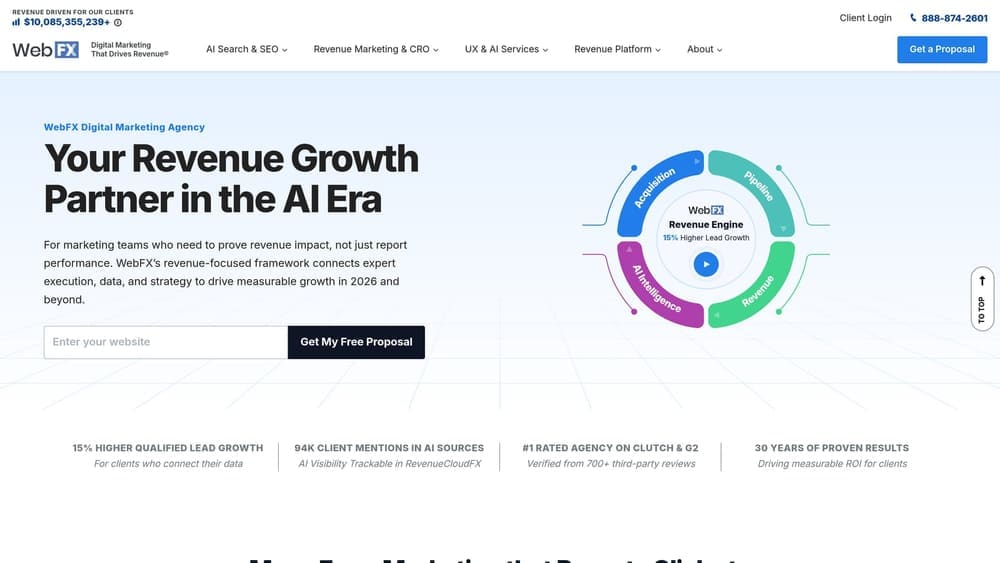 Screenshot of WebFX website